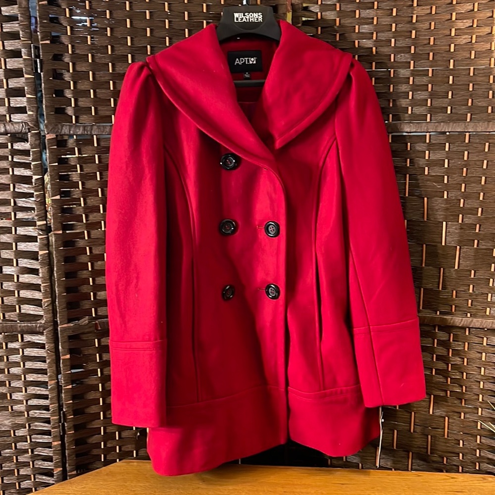 Red Apt 9 mid-thigh overcoat